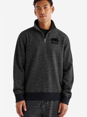 Roots Men’s Dark black pepper Half-Zip Pullover Sweater